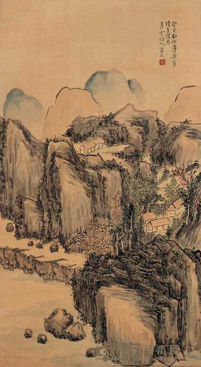 姚华 1923年作 山水 立轴 62.5×34.5cm